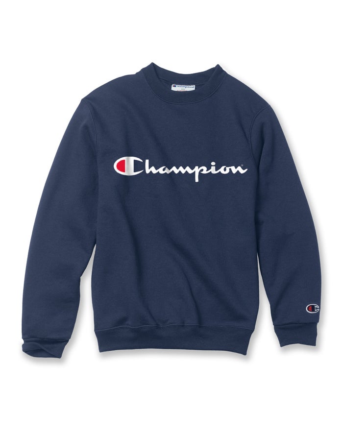 Hanorac Champion Double Dry Script Logo Fete Bleumarin - Romania KIDOTRH-75